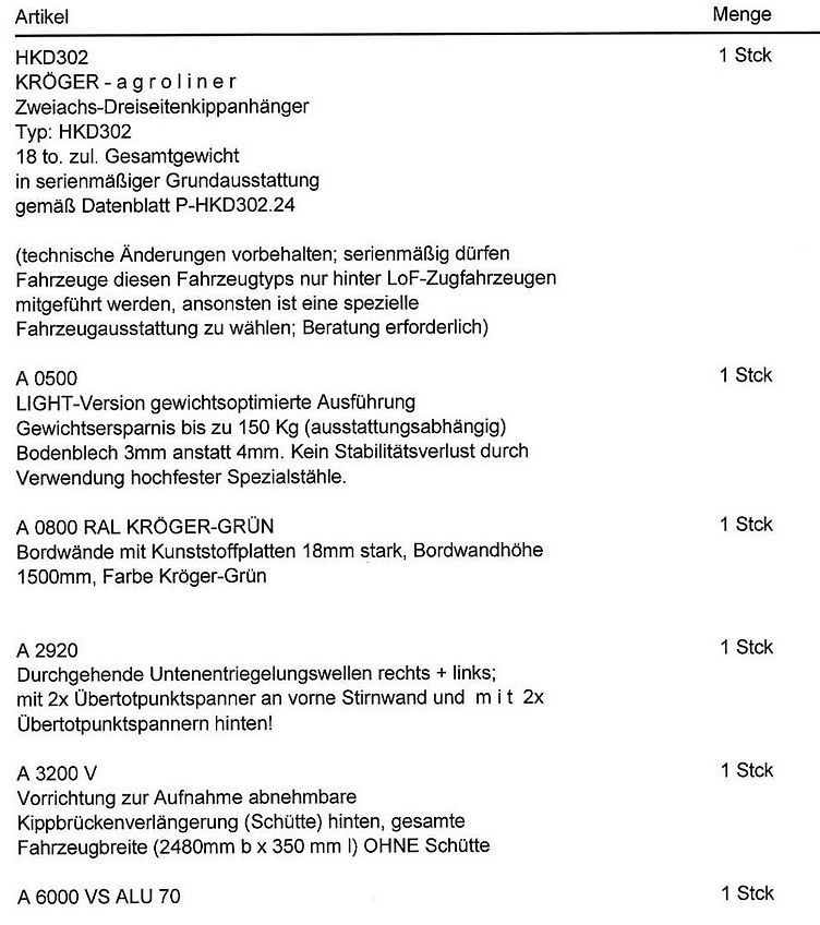 Kröger 18to mit Kunststoffbordwand Interne Nr. 40742